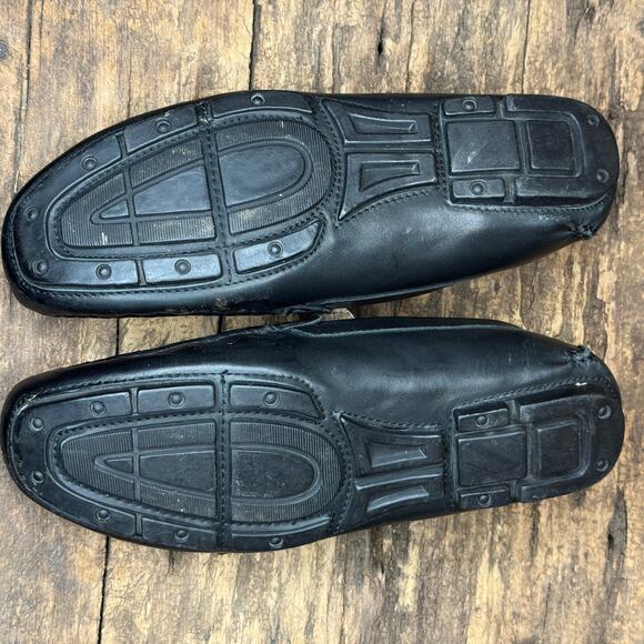 Aldo Men’s Black Leather Driving Loafers Size 9 EU 42 Slip On Moc Toe Shoes - Picture 9 of 9